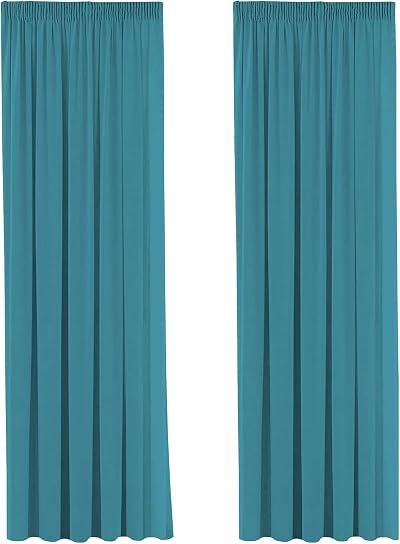 H.Versailtex Blackout Curtains 2 Panels 90x90 Teal Tiebacks