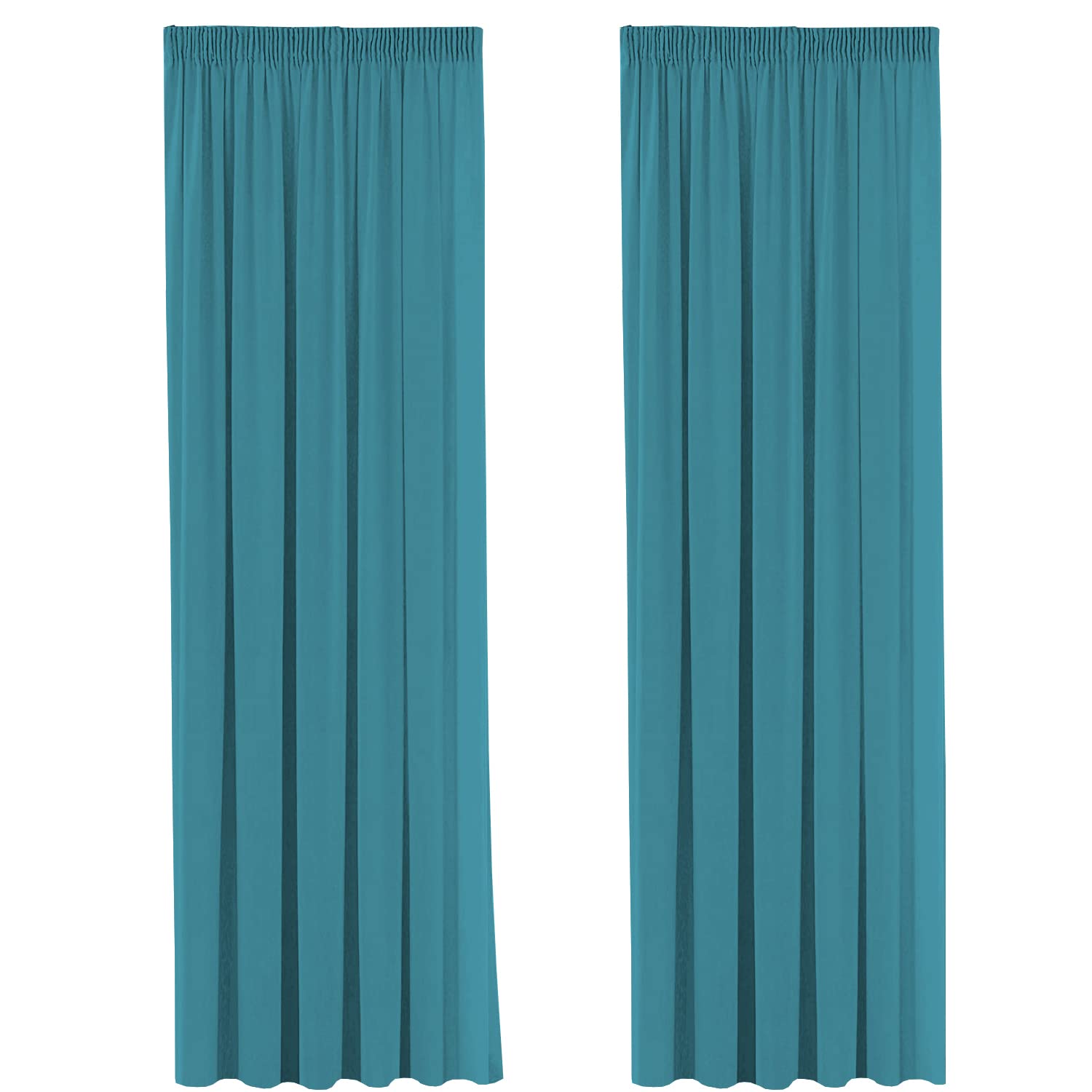 H.Versailtex Blackout Curtains 2 Panels - Light Blocking Privacy Soundproof Window Covering Pleat Drapes Curtains for Living Room 90" Width x 72" Drop, Teal (with Two Matching Tiebacks)