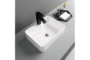Vessel Sink Rectangular - Lofeyo 19"x15" Bathroom Sink Rectangle Above Counter White Ceramic Porcelain Vanity Vessel Sink Basin
