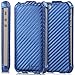 iPhone SE Case, GreatShield Shift CX Carbon Fiber Design Flip Leather Cover for Apple iPhone SE 5S 5 - Blue