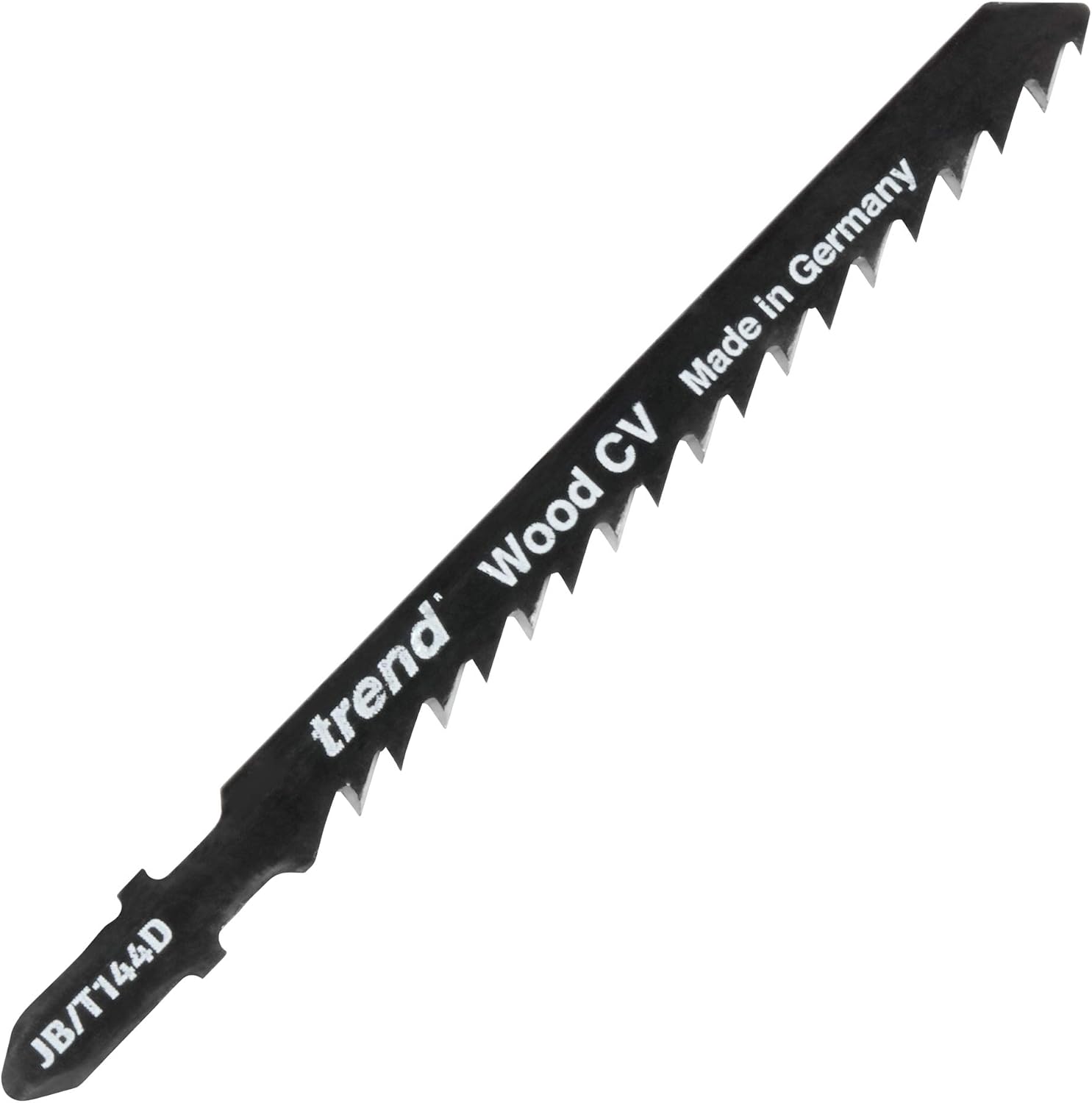 Trend Professional Jigsaw Blades, Pack of 5, 100mm x 4mm, CV Up-Cut, Perfect for Soft Materials Universal T-Shank, JB/T144D, Black