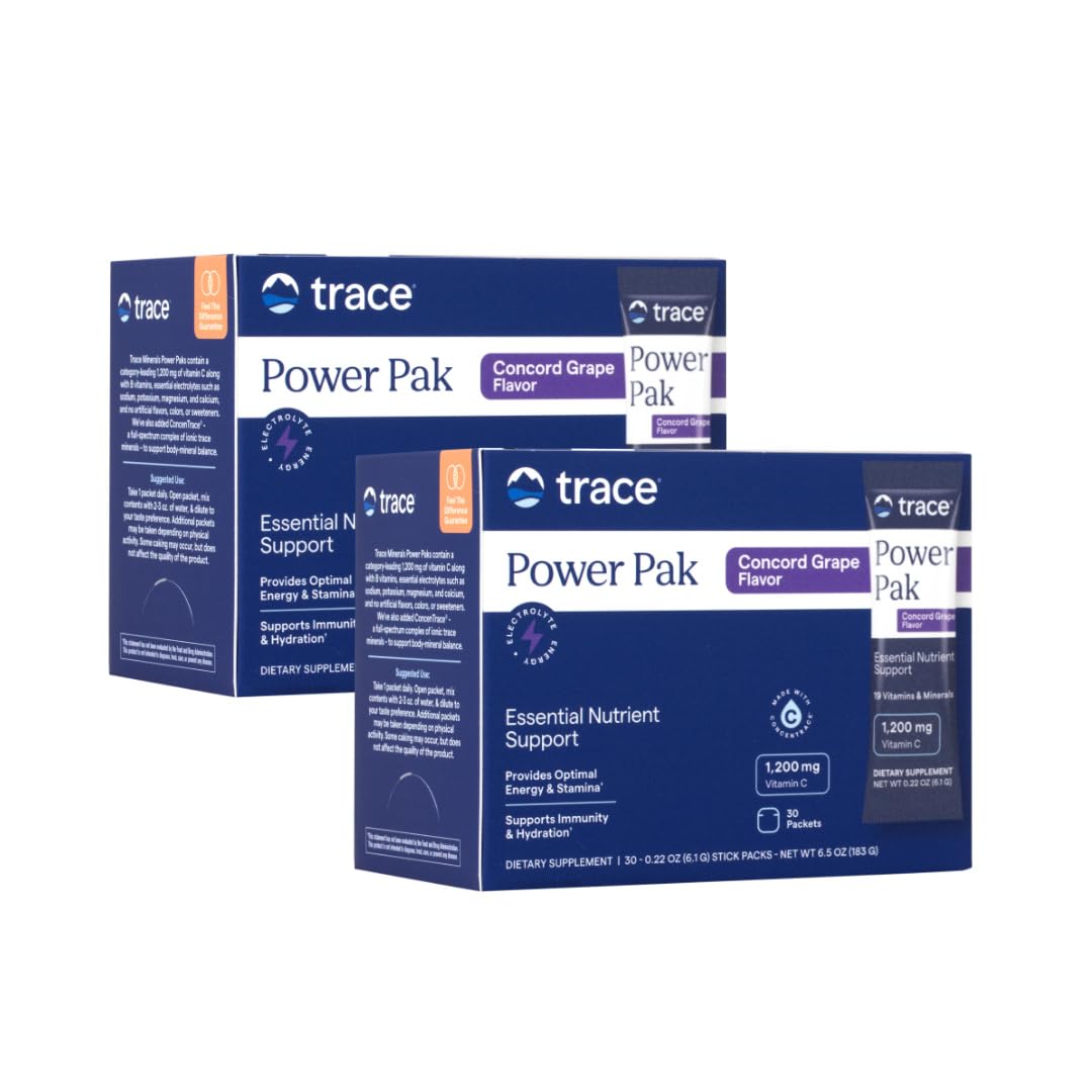 Photo 1 of Trace Minerals Power Pak - Daily Health Supplement with Vitamins & Minerals - Supports Immune Health & Hydration - Concord Grape (60 Servings)