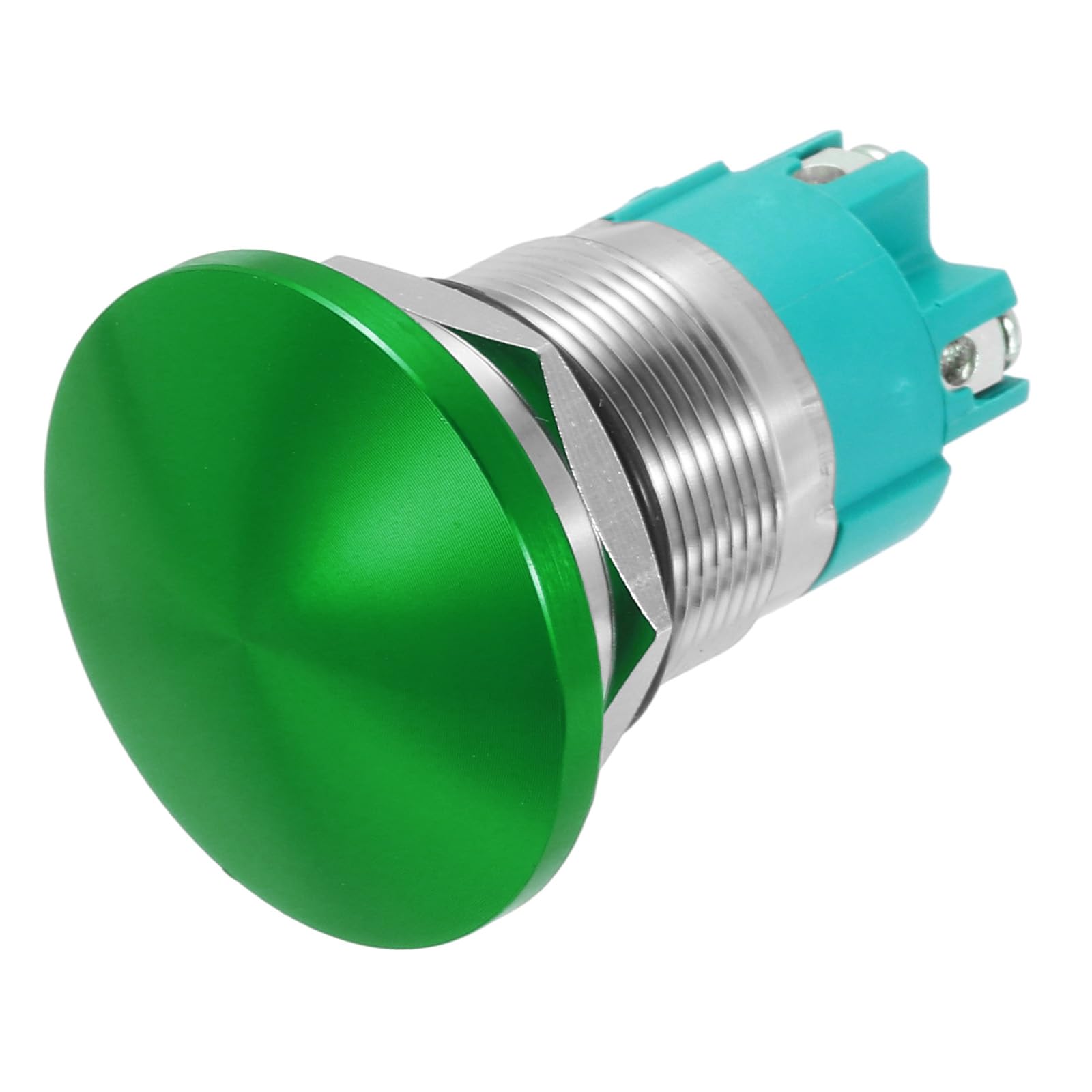 METALLIXITY 1 PCS 10A 22MM 7/8" Latching Mushroom Head Push Button Switch 12V 24V 120V 250V AC Green 2NO Waterproof IP65 SPST Domed Round 4 Screw Foot Button