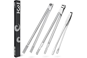 3PCS Grill Tongs Set, 16/16/12 Inch Extra Long Kitchen Tongs, BBQ Tongs Accessory,Premium Stainless Steel Grilling Tongs,for 
