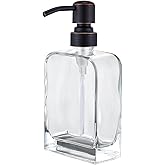 Heouty Clear Glass Soap Dispenser with Oil Rubbed Bronze Rust Proof Stainless Steel Pump, 12 Oz Refillable Lotion Bathroom Soap Dispenser, Kitchen Hand and Dish Soap Dispensers