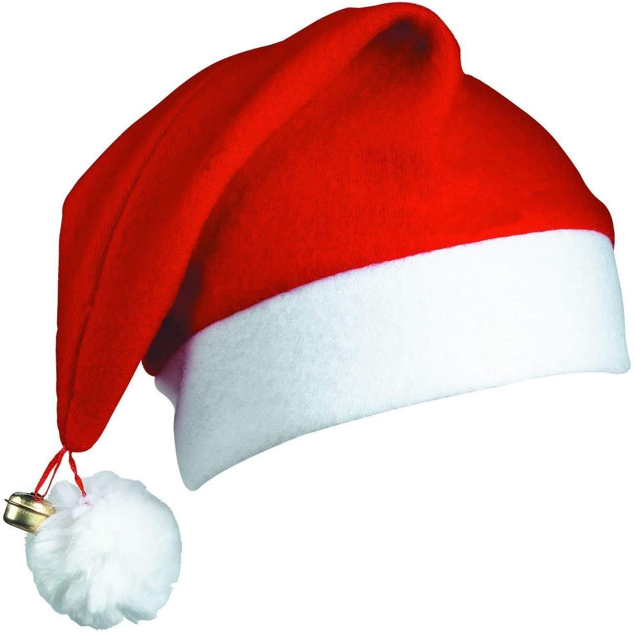 12pcs Deluxe Christmas Santa Caps Hats with Bell Xmas Eve Fancy Dress Fun Party Celebration Accessories