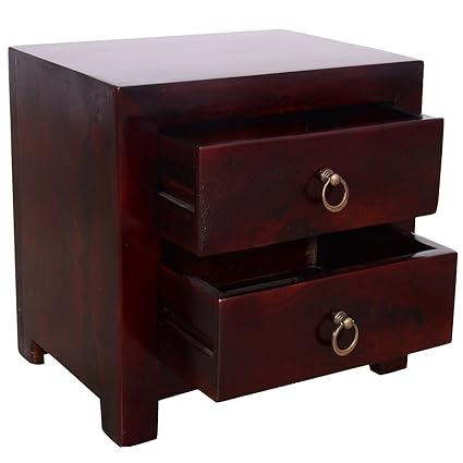 Ringabell Altavista Cubic Solid Sheesham Wood Bed Side Table (Brown)