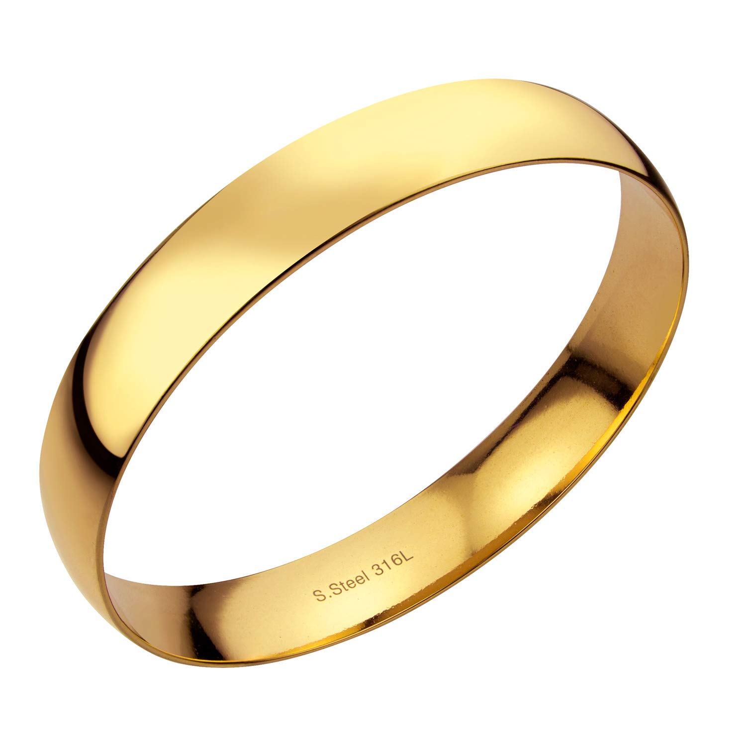 555Jewelry 12mm Wide Stainless Steel Bracelets for Women, Bangles for Women, Plain Solid Slip On Bangle, Solid Bangle Cuff Bracelet for Women, Gold