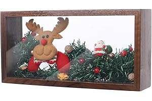 PH PandaHall Walnut Wood Shadow Box Display Case, Dried Flower Photo Frame Memorial Keepsake Box with Double Clear Acrylic Wi