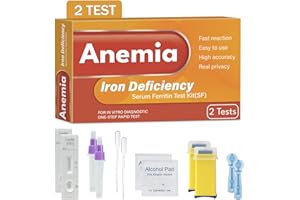 Iron Deficiency Test Kit – 2 - Pack, at - Home Iron Test Kit for Anemia, for Quick Response and Accurate Results. Suitable fo