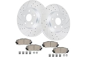 Acinoparts Front Brake Kit Drilled and Slotted Disc Brake Rotors Ceramic Brake Pads for 2009-2019 Toyota Corolla 2009-2014 Matrix 2009-2010 Pontiac Vibe 2008-2014 Scion xD