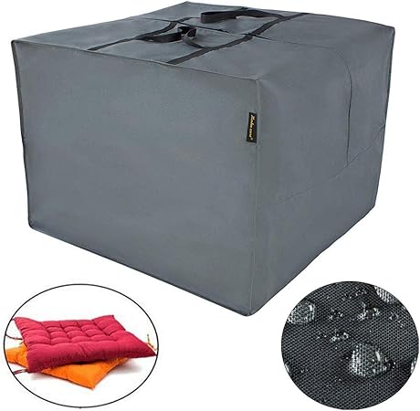 Hentex Aufbewahrungstasche Fur Gartenmobel Sitzkissen Aufbewahrungstasche Kissen Garten Gartenpolster Aufbewahrung Tasche Mit Tragegriff Wasserdicht Uv Bestandiges Grau 80l 80w 60h Cm Amazon De Garten