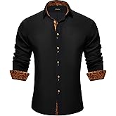 DiBanGu Men's Dress Shirt Long Sleeve Casual Button Down Shirts Regular Fit Inner Contrast Shirt for Business Party