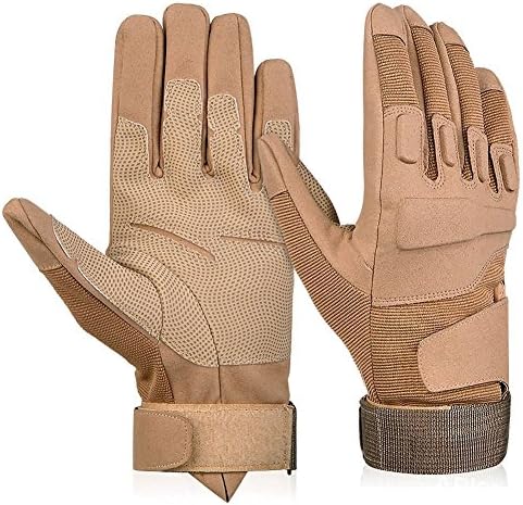 Adiew Full Finger Military Tactical Airsoft Hunting Riding Cycling Anti-Vibration Mountain Bike Slip-Proof Motorcycle Road Racing Bicycle Glove Shockproof Outdoor Sports Glove(KHAKI,XLarge)