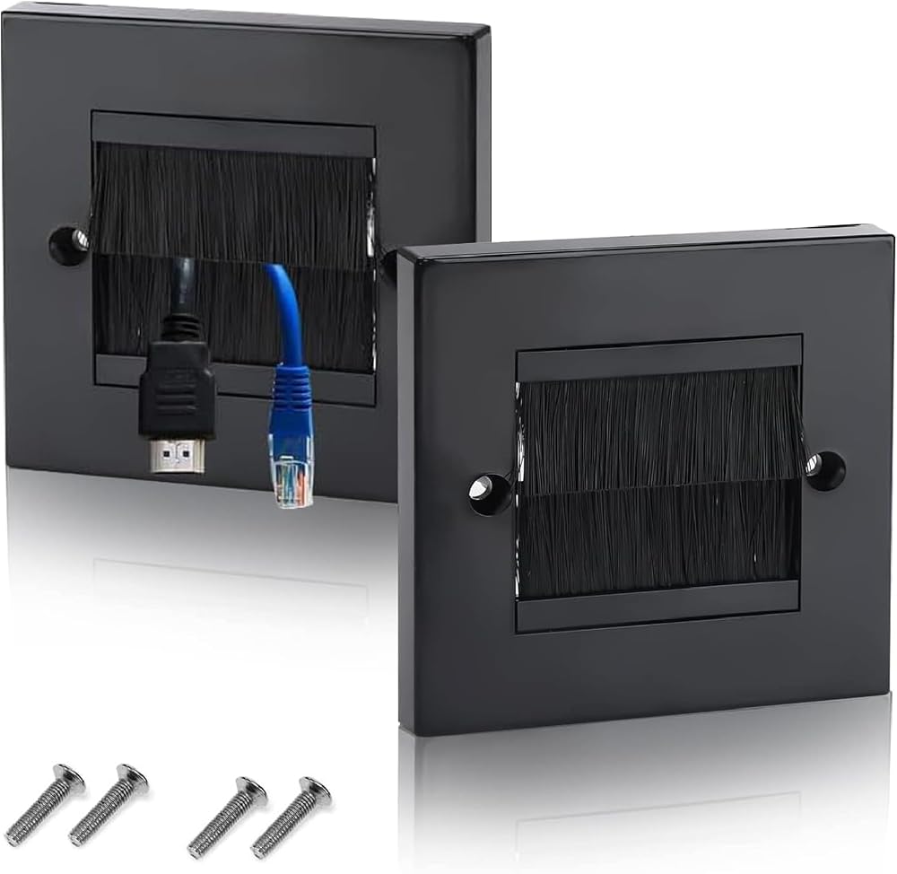 DEFIYEAR 2PCS Cable Brush Plate UK Wall Mount Faceplate for Wire Organization