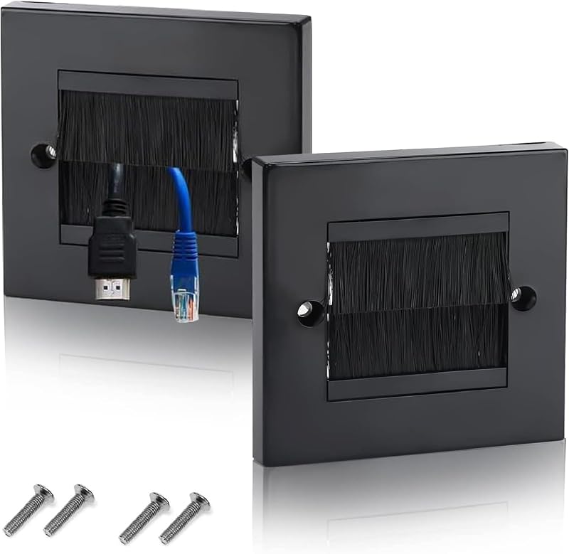 DEFIYEAR 2PCS Cable Brush Plate UK Wall Mount Faceplate for Wire Organization