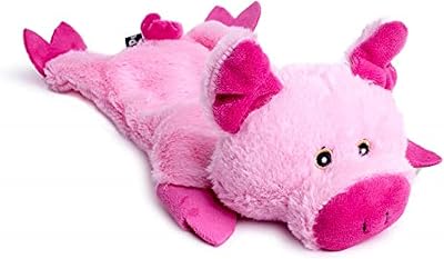 Petface Farmyard Buddies Crinkle Flat Pig Plush Dog Toy with Built-In Squeaker