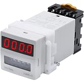 APIELE 110V AC Timer Relay Digital Display 0.1S-99H Delay Time Relay 8 Pin with Base Socket DIN Rail Mount YJ48S-S