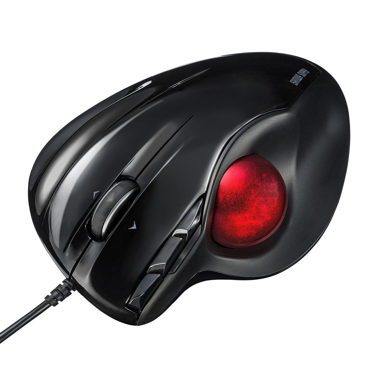 Photo 1 of SANWA Wired Ergonomic Trackball Mouse, Programmable Roller Ball Mice, Tilt Scroll, 400/800/1200/1600 DPI, Computer trackball & Finger Rest, Compatible with Mac, Windows, Laptop, Chrome OS, Black