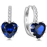 Starchenie Heart Earrings 925 Sterling Silver Birthstones Leverback Earring Gift for Women