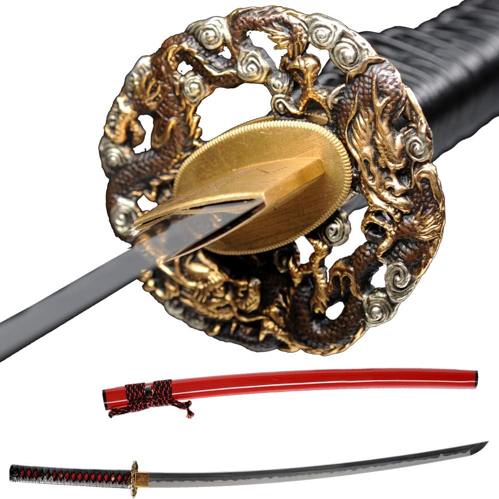 MN Sword Clay Tempered Katana Sword 1095 Carbon Steel Blade Full Tang Battle Ready Handmade