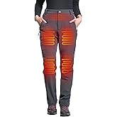 DEWBU Heated Pants for Women with 12V Battery Pack Fleece Lined Outdoor Softshell Pants Electric Heating Trousers