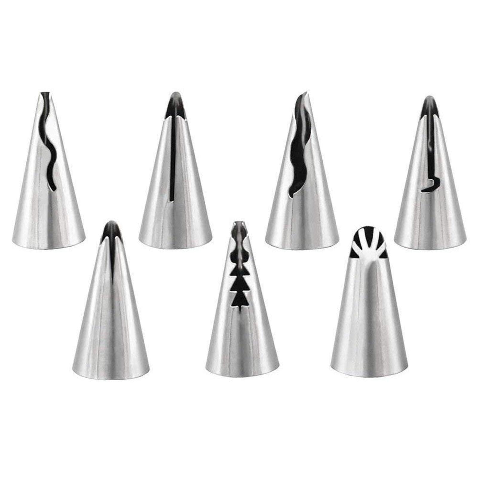 One Set of 7pcs Stainless Steel Russian Ruffle Skirt Icing Piping Tips Nozzles Pastry Cake Cupcake Decorating Baking Tool
