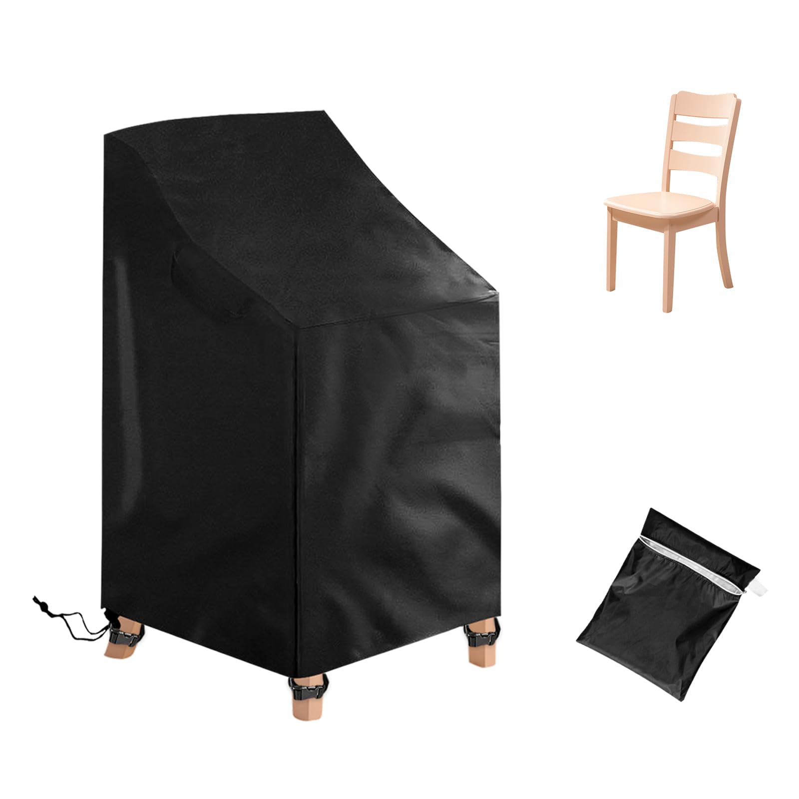 Ricyea Garden Stacking Chair Cover Waterproof 210D Oxford Garden Furniture Covers, Stackable Outdoor Chairs Covers for Outdoor Patio, 64x64x70/120cm (1pc)