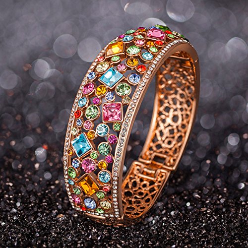 QIANSE Christmas Bracelets Gifts Party Queen  Rose Gold Plated Bangle Bracelet with Multicolor Au - //medicalbooks.filipinodoctors.org