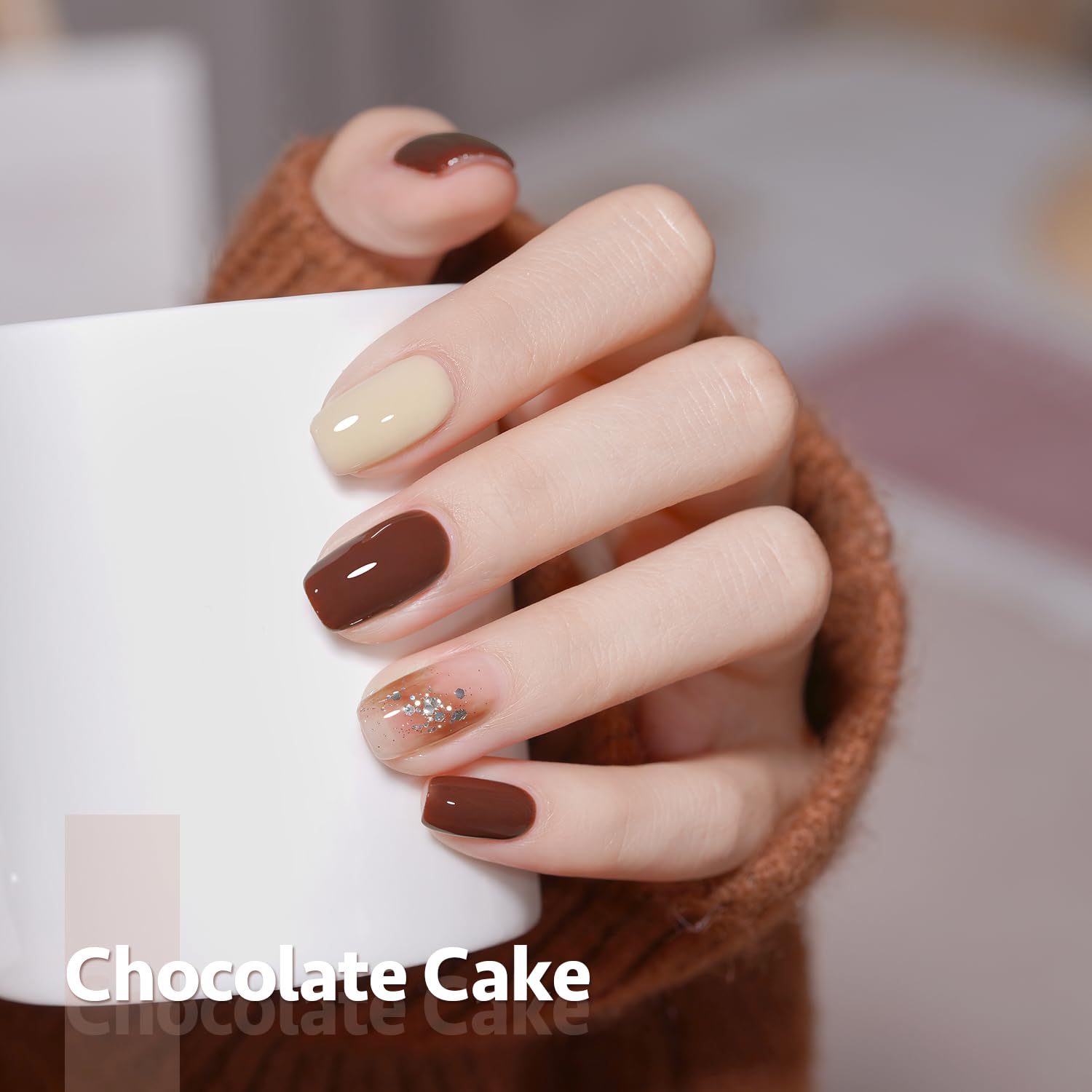 GAOY Nude Brown Fall Gel Nail Polish Set, 6 Colors White Beige Dark Tan Taupe Soak Off UV Light Cure Gel Polish Kit for Salon and Nail Art DIY at Home - Image 3