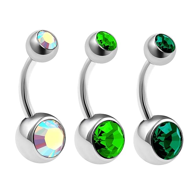 Buy 3Pcs Surgical Steel 14 Gauge 5/16 8mm Body Belly Button Rings