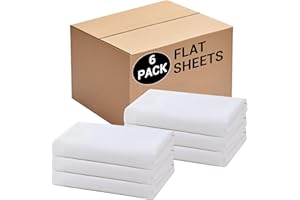 CULVE Bulk Twin Flat Sheets Only, White 6 Pack Quick Sort Top Bed Sheet, Color-Coded Hem Threads, Wrinkle-Free Shrinkage Durable Microfiber Hotel Motel Airb&bs Essentials for Hosts, 66"x96"