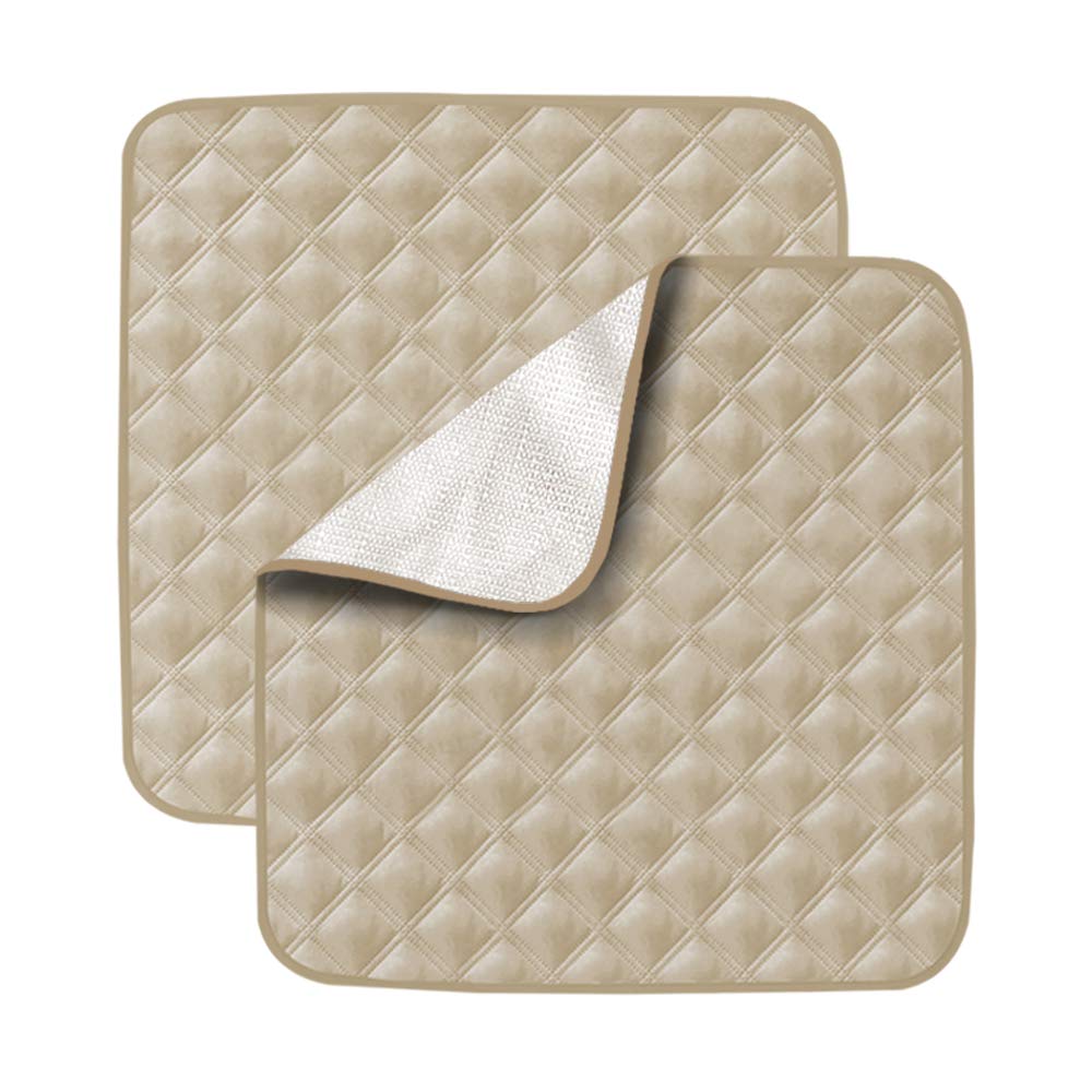 Washable Incontinence Pad 2 Pack, Waterproof Incontinence Chair Mats, Anti-Slip Reusable Incontinence Protector, Washable Seat Pad, Bed Chair Pad Large (Beige)