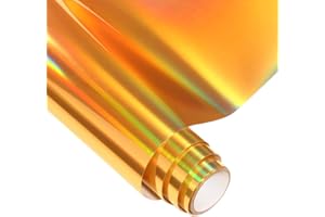 HTVSTD Metallic Gold HTV Iron on Vinyl Roll - 12"*8ft Gold HTV Holographic HTV Metallic HTV Iron On Vinyl Gold Heat Transfer Vinyl for T-Shirts Compatible with Silhoutte Cameo Or Cricut