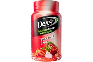 Dex4 Glucose Tablets – Strawberry – 50 Tablets per Bottle – Fast-Acting, Pre-Measured Glucose Tabs – Fat-Free, Gluten-Free, S