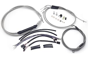 HTTMT- 2000-2006 Softail Extended Cable & Brake Line Kit Extensuin - [Chrome] Compatible With 16" Apes H-D Softail Motorcycle