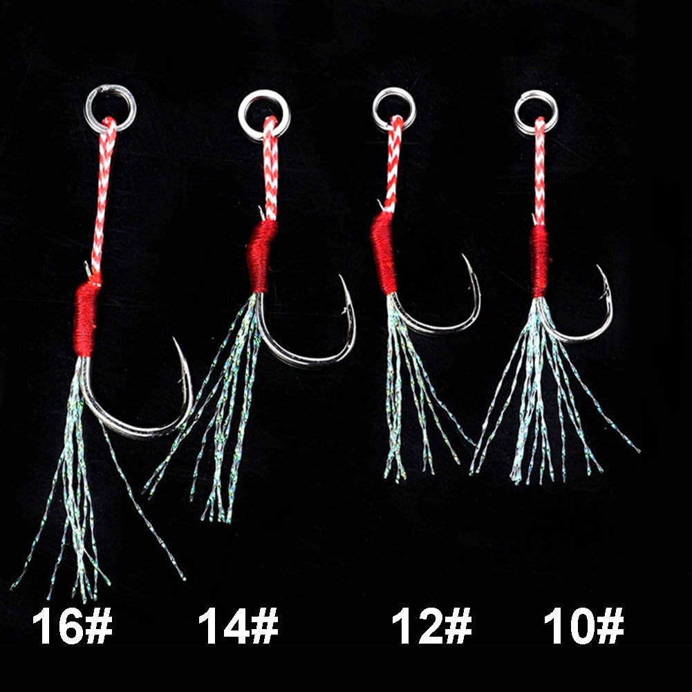 Lumpna -Carbon Steel DIY Fishing Hook use with Fishing Lure Light Jigging Assist Hook Pesca UP to 20KG/44 10# 12# 14# 16#(12#As The Picture)