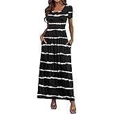 HAOMEILI Women's Short/Long Sleeve Loose Plain Long Maxi Casual Dresses with Pockets