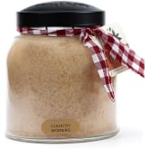 A Cheerful Giver &mdash; Country Morning - 34oz Papa Scented Candle Jar with Lid - Keepers of the Light - 155 Hours of Burn Time, Gift for Women, Brown