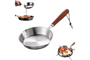 5 Inch Frying Pan,Stainless Steel Small Nonstick Frying Pan Skillet for Cooking Omelets, Mini Cooking Pan with Cooling Wood H
