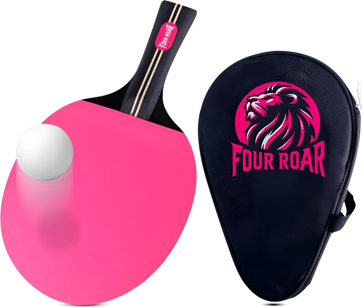 FourRoar Pink 7-Layer Ping Pong Bat | Ping Pong Racket for Players of All Levels | Includes 1 Bag to Store the Paddle and 1 Ball