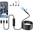 Acoath Endoscope Camera with Light, Dual-Lens 1920P HD Borescope with 8 Adjustable LED Lights, IP67 Waterproof Boroscope Inspection Tools, 16.4ft Semi-Rigid Snake Camera for iOS & Android