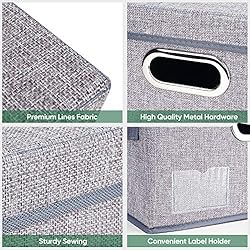 BALEINE Storage Bins with Lids, Foldable Linen