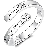Silver Adjustable Ring Inspirational Jewelry S925 Sterling Wrap Open Ring for Women