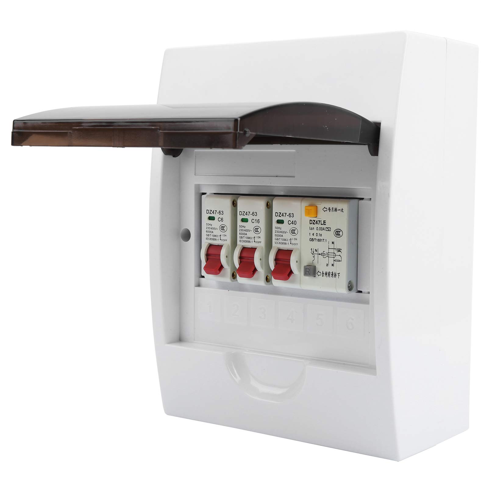 Lyrlody 2 Way Consumer Unit Circuit Breaker Box, Mini Leakage Circuit Breaker Panel, 40A 30mA RCD with 2 MCB, Universal