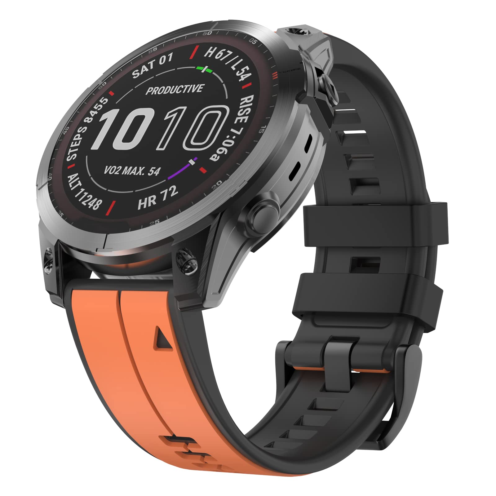 MYSNBKN Strap for Fenix 7, 22MM Width Silicone bands Fit Fenix 8 47mm/Fenix 7/Fenix 7 Pro/Fenix 6/Fenix 6 Pro/Fenix 5/Fenix 5 Plus/Forerunner 935/945/955/Approach S60/S62,EPIX 2/D2 Delta, Orange Black