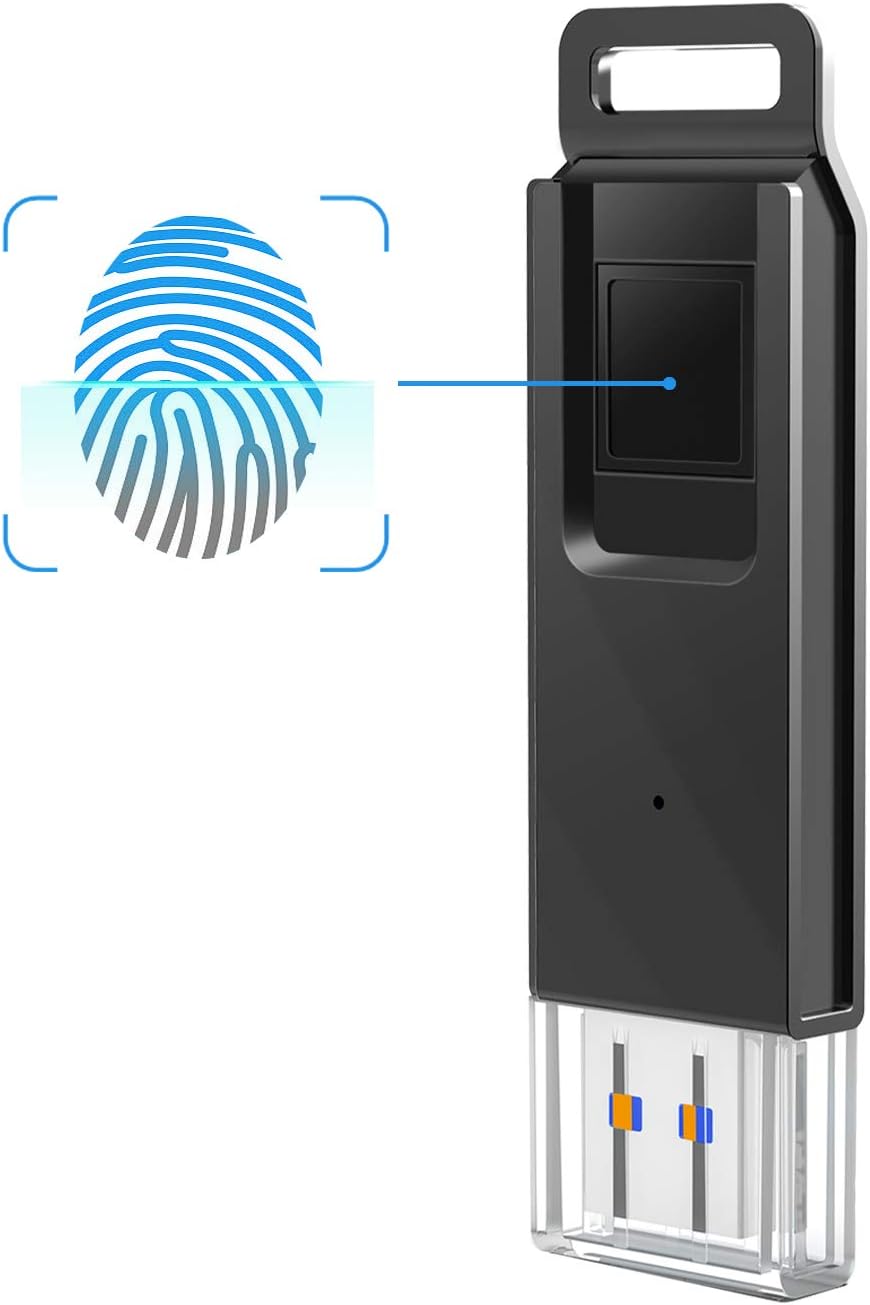 KOOTION 32GB Fingerprint Encrypted Flash Drive USB3.0 Thumb Drive Dual Storage Security,Black