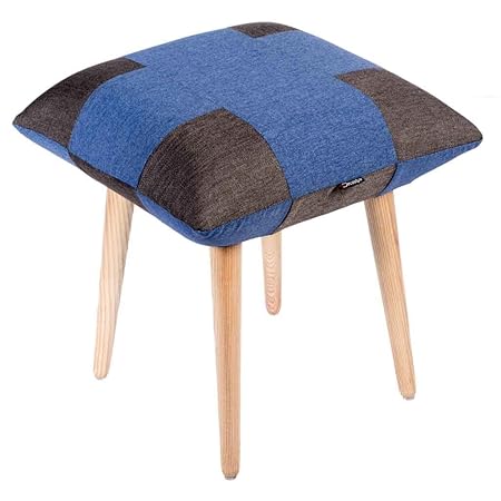 Decostyle PU Foam Quad Stool with Solid Wood Legs for Living Room/Bed Room