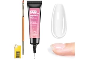 MIZHSE Builder Gel for Nails, 8-in-1 Clear Builder Strengthener Gel for Nail Thickening Tip Design Rhinestone Glue U V LED Extension Gels Kit for Home DIY Salon 15mL Fall Halloween
