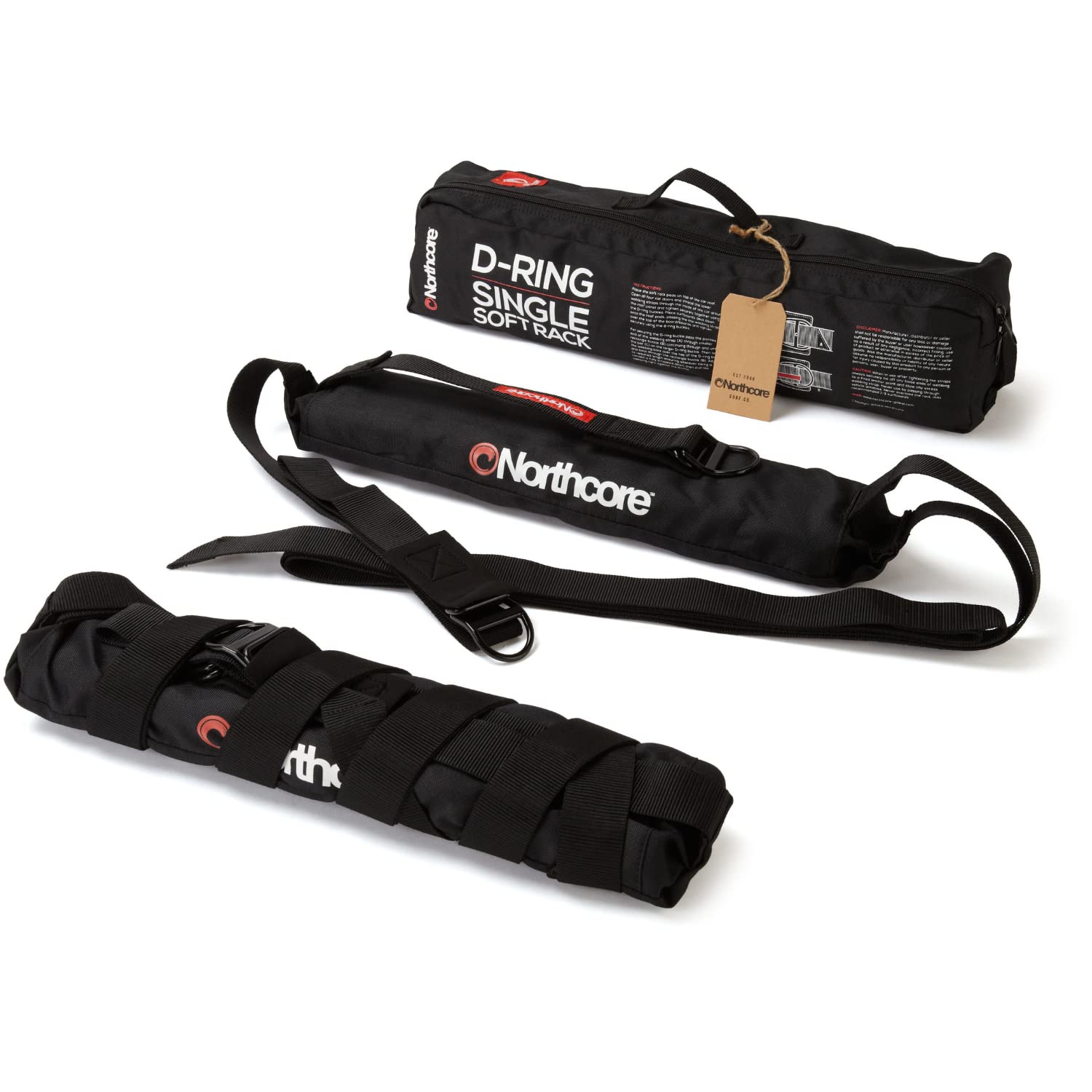 Northcore Surfing and Watersports Accessories - D-Ring Single Overhead Soft Roofracks - Lightweight